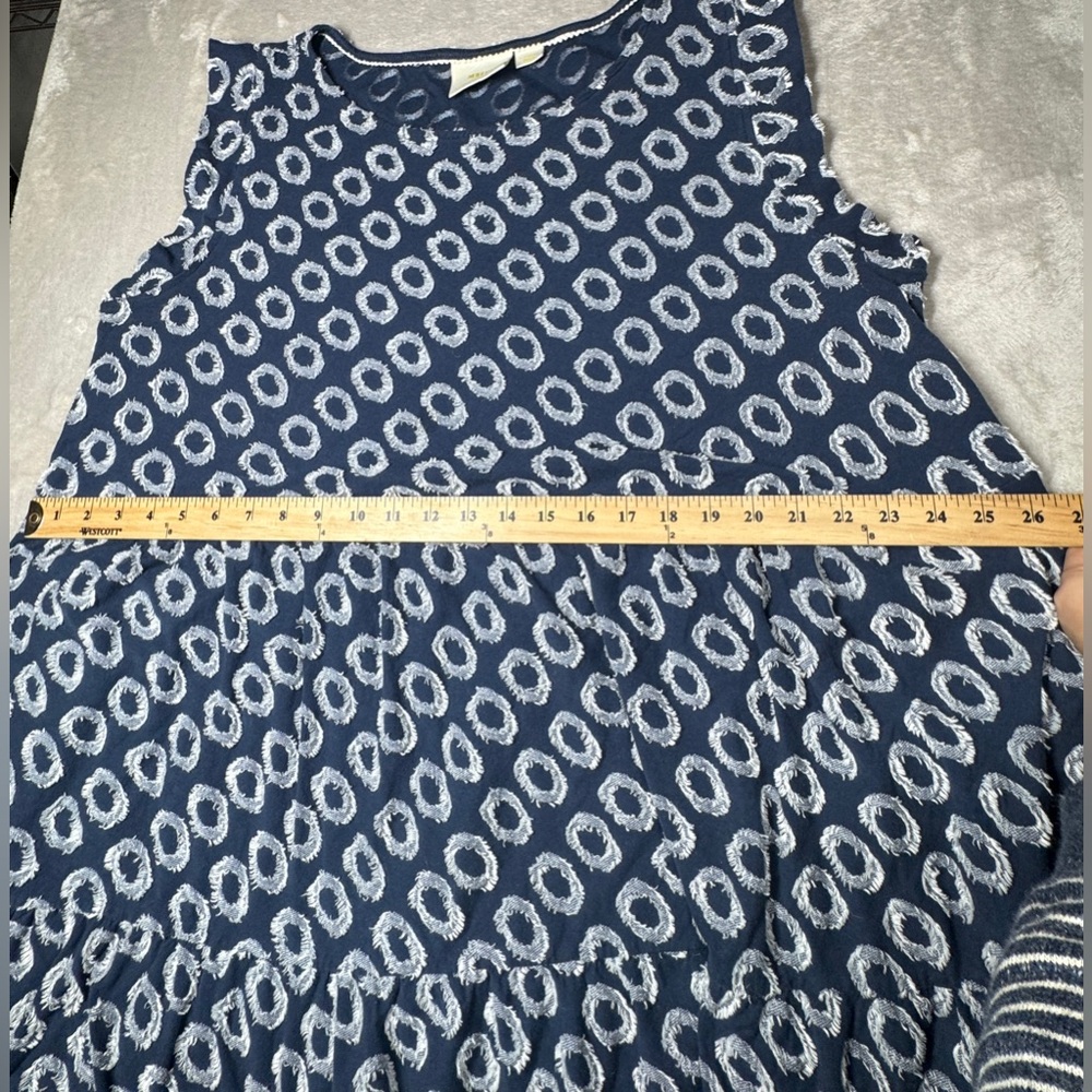 Anthropologie Maeve Lisanne Textured Polka Dot Navy Blue White Tunic Dress XL - Picture 12 of 16